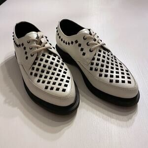 Dr. Doc Martens White Willis Creeper Studded Lace Up Loafer Unisex W-6 / M-5